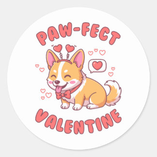 Paw-Fect Valentine - Corgi Dog Valentine Gift Runder Aufkleber