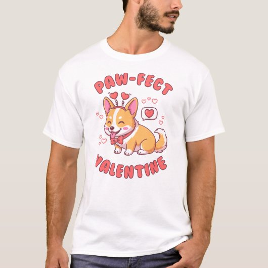 Paw-Fect Valentine - Corgi Dog Valentine Gift T-Shirt (Vorderseite)