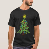Paw gedruckte Weihnachtsbaumtiere Lover Xmas T-Shirt (Vorderseite)