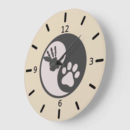 Paw Hand Yin Yang Große Wanduhr (Winkel)