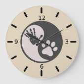 Paw Hand Yin Yang Große Wanduhr (Vorderseite)