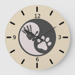 Paw Hand Yin Yang Große Wanduhr
