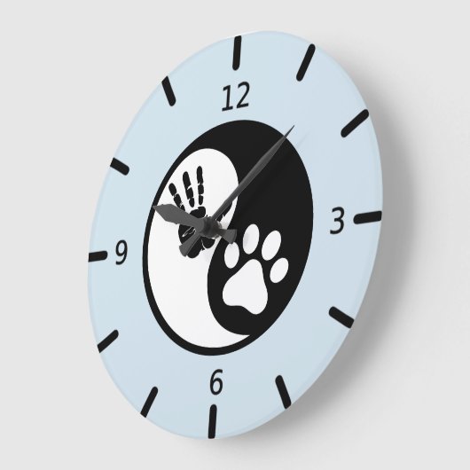 Paw Hand Yin Yang Große Wanduhr (Winkel)