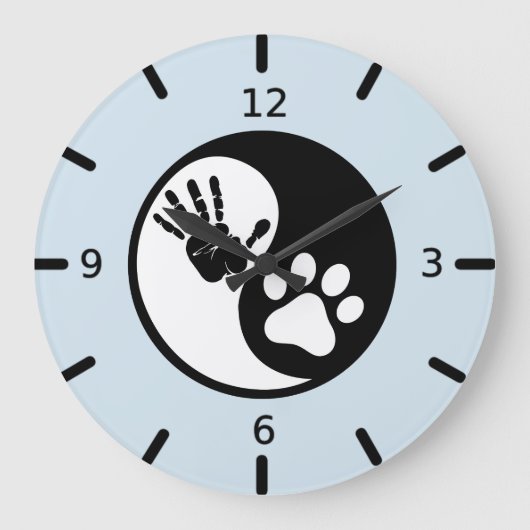 Paw Hand Yin Yang Große Wanduhr (Vorderseite)