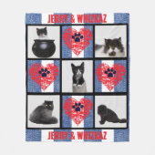 🐾 Paw Heart Pet Foto Grid Design Fleecedecke (Vorderseite)