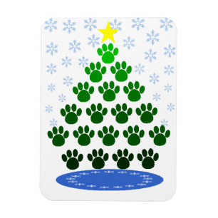 Paw Here Premium Magnet "Paw Prints Christmas Tree