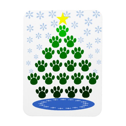 Paw Here Premium Magnet "Paw Prints Christmas Tree (Vertikal)