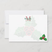 Paw Holly Leaves Christmas Custom Monogram Mitteilungskarte (Vorderseite)