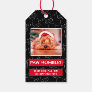 Paw Humbug Pet Foto Rot und Schwarz Weihnachten Geschenkanhänger