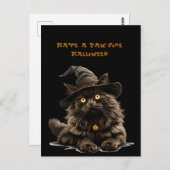 Paw-irgendein Halloween-Schwarzkatzenhut Postkarte (Vorne/Hinten)