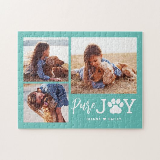 Paw Joy EDITABLE FARBE Personalisiert Puzzle (Horizontal)