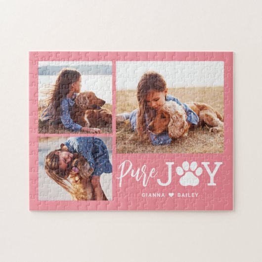 Paw Joy EDITABLE FARBE Personalisiert Puzzle (Horizontal)