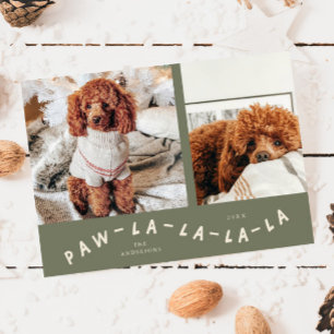 Paw-La-La-La-La-La-Sage Green Pet Foto Holiday Car Feiertagskarte