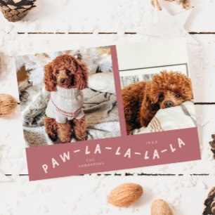 Paw-La-La-La-La-Pink Pet Foto Holiday Card Feiertagskarte