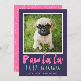 Paw La Pet Foto Modernes Weihnachtsrosa Feiertagskarte