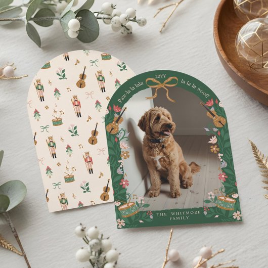 Paw La Woof Nutcracker Pet Foto Weihnachtskarte Einladung
