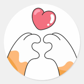 Paw Love: Cute Cat Paws Illustration Runder Aufkleber