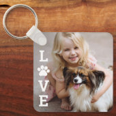 Paw Love Editable Color Pet Lover Foto Keychain Schlüsselanhänger (Vorderseite)