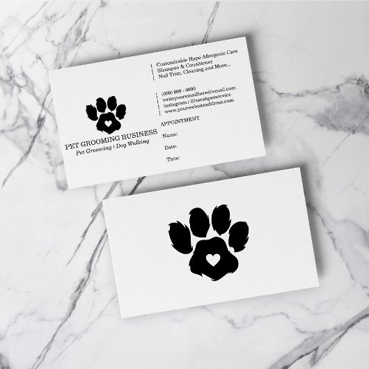 Paw Minimalistisch Pet Branding Termin Erinnerung Visitenkarte