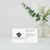 Paw Minimalistisch Pet Branding Termin Erinnerung Visitenkarte (Stehend Vorderseite)