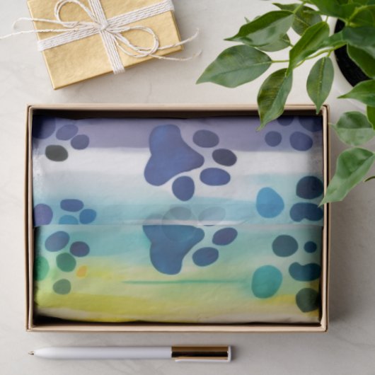 Paw-Muster auf Pastellfarben Seidenpapier (Geschenk)