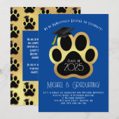 Paw Pet Veterinarian Graduation Party Blue Einladung (Vorne/Hinten)