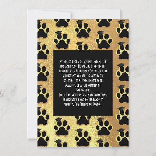 Paw Pet Veterinarian Graduation Party Einladung (Rückseite)
