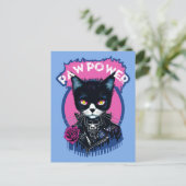 Paw Power Punk Cat Postkarte (Stehend Vorderseite)