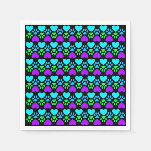 Paw Print and Heart Serviette (Vorderseite)