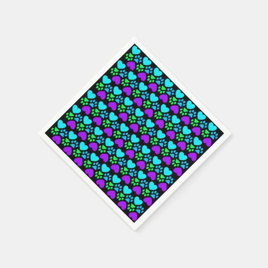 Paw Print and Heart Serviette (Ecke)