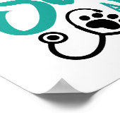 Paw Print and Stethoscope Heart Graphic Poster (Ecke)