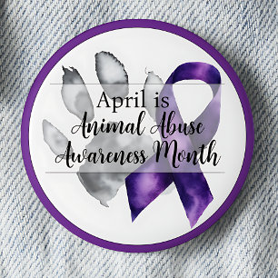 Paw Print April Tiermissbrauch Monat Aufklärung Button