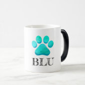 Paw Print Aqua Pet NAME Modern Fun Verwandlungstasse (VorderseiteRechts)