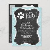 Paw Print; Baby Blue Circles Einladungspostkarte (Vorne/Hinten)