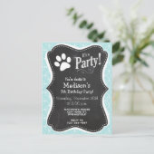 Paw Print; Baby Blue Circles Einladungspostkarte (Stehend Vorderseite)
