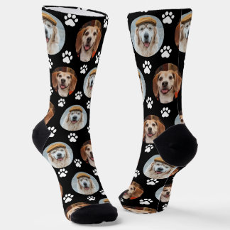 Paw Print Black Socken