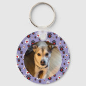 Paw print blue red heart name schlüsselanhänger (Vorderseite)