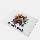 Paw Print Boho Wasserfarbe Fußmatte (Schrägansicht)