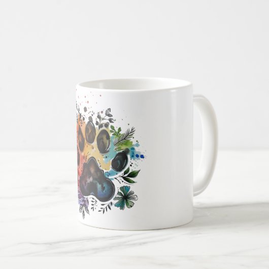 Paw Print Boho Wasserfarbe Kaffeetasse (VorderseiteRechts)