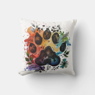 Paw Print Boho Wasserfarbe Kissen
