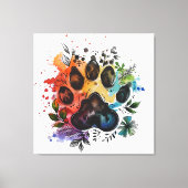 Paw Print Boho Wasserfarbe Leinwanddruck (Vorderseite)