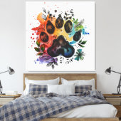 Paw Print Boho Wasserfarbe Leinwanddruck (Insitu (Schlafzimmer))