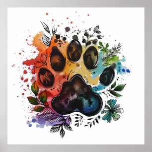 Paw Print Boho Wasserfarbe Poster