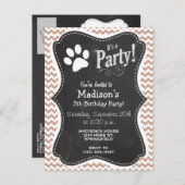 Paw Print; braun Zickzack Einladungspostkarte (Vorne/Hinten)