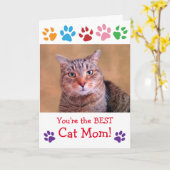 Paw Print Cat Mama Foto Geburtstag Karte (Gelbe Blume)