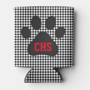 Paw Print Checkerboard School INITIALS Team Colors Dosenkühler