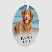 Paw Print Christmas Hund Name Pet Foto Ornament (Vorderseite)