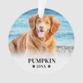 Paw Print Christmas Hund Name Pet Foto Ornament (Vorderseite)