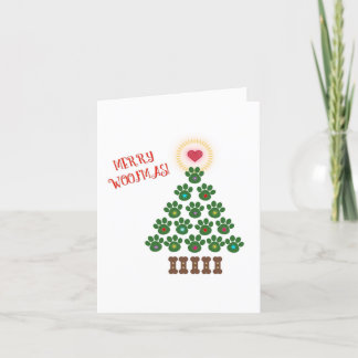 Paw Print Christmas Tree Card Feiertagskarte