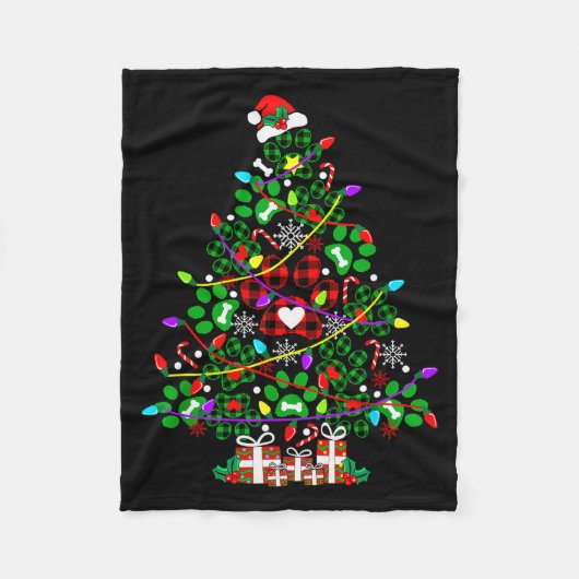 Paw Print Christmas Tree Dog Or Cat For Men Women Fleecedecke (Vorderseite)